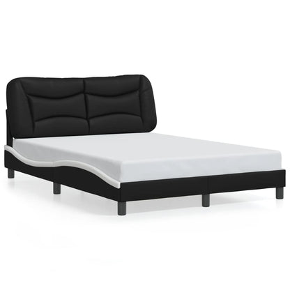 Bed Frame with LED without Mattress "Hvar" Black and White 140x200 cm