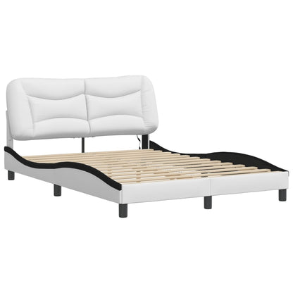 Bed Frame with LED without Mattress "Hvar" White and Black 140x200 cm