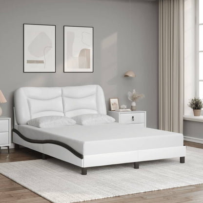 Bed Frame with LED without Mattress "Hvar" White and Black 140x200 cm