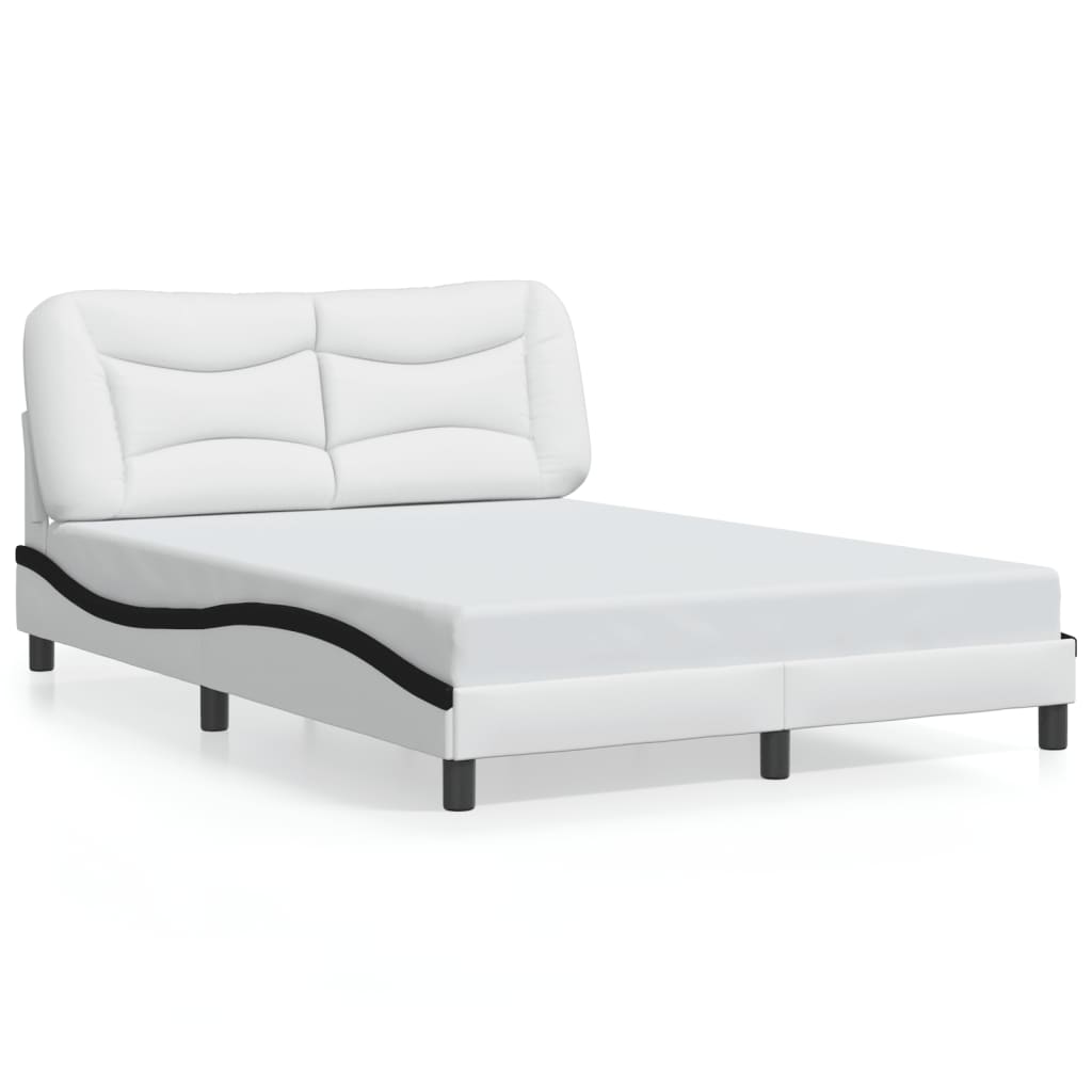 Bed Frame with LED without Mattress "Hvar" White and Black 140x200 cm