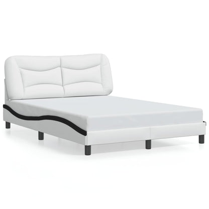 Bed Frame with LED without Mattress "Hvar" White and Black 140x200 cm