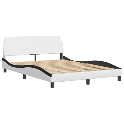 Bed Frame with LED without Mattress "Hvar" White and Black 140x200 cm