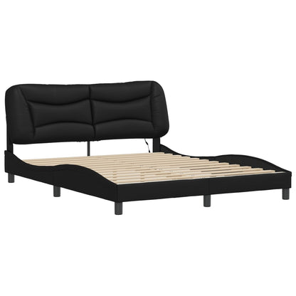 Bed Frame with LED without Mattress "Hvar" Black 160x200 cm