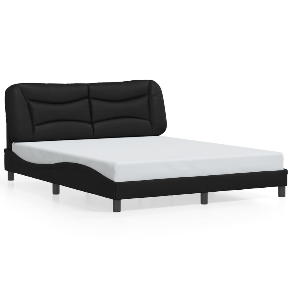 Bed Frame with LED without Mattress "Hvar" Black 160x200 cm