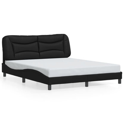 Bed Frame with LED without Mattress "Hvar" Black 160x200 cm