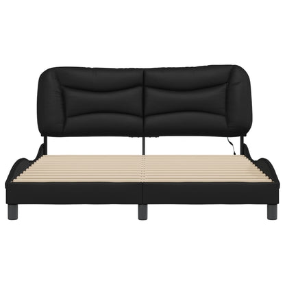 Bed Frame with LED without Mattress "Hvar" Black 160x200 cm