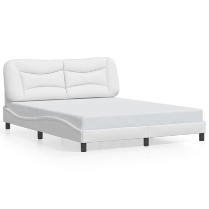 Bed Frame with LED without Mattress "Hvar" White 160x200 cm