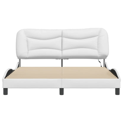 Bed Frame with LED without Mattress "Hvar" White 160x200 cm