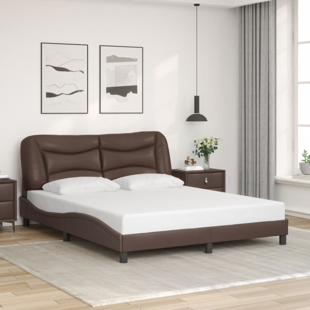 Bed Frame with LED without Mattress "Hvar" Brown 160x200 cm