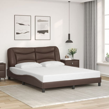 Bed Frame with LED without Mattress "Hvar" Brown 160x200 cm