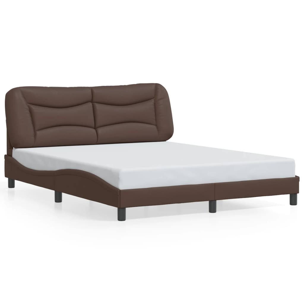 Bed Frame with LED without Mattress "Hvar" Brown 160x200 cm