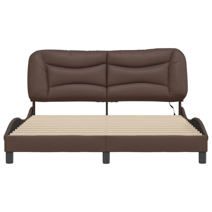 Bed Frame with LED without Mattress "Hvar" Brown 160x200 cm