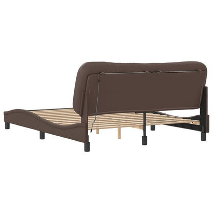 Bed Frame with LED without Mattress "Hvar" Brown 160x200 cm