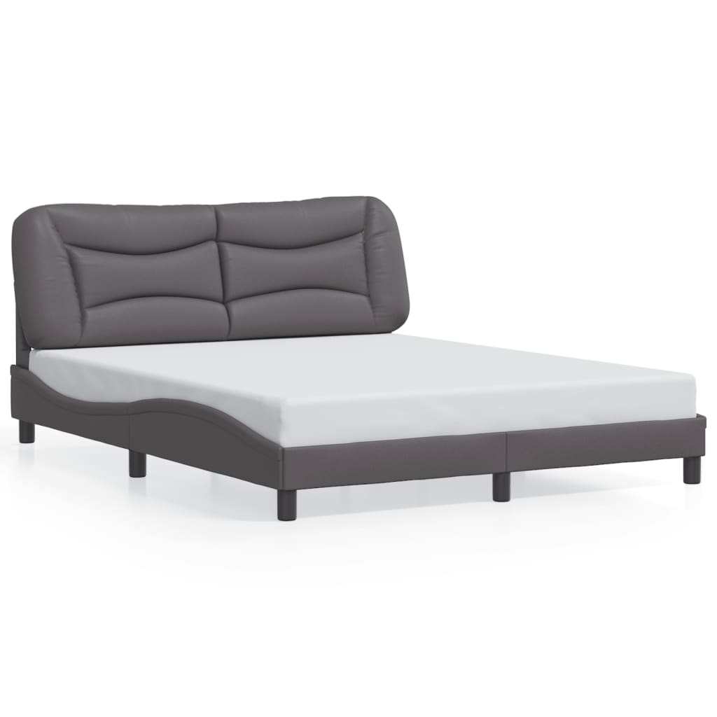 Bed Frame with LED without Mattress "Hvar" Grey 160x200 cm