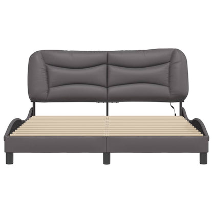 Bed Frame with LED without Mattress "Hvar" Grey 160x200 cm
