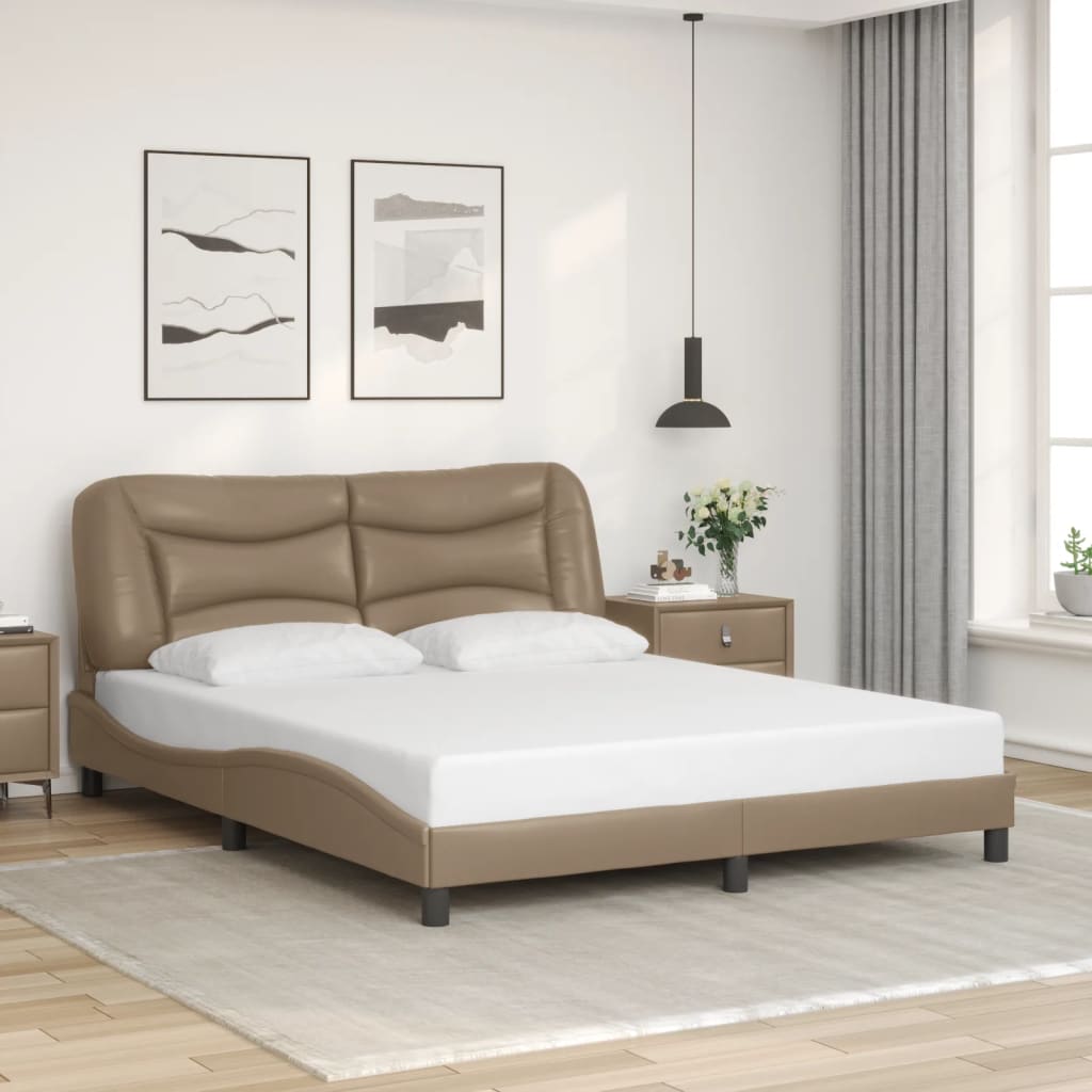 Bed Frame with LED without Mattress "Hvar" Cappuccino 160x200 cm