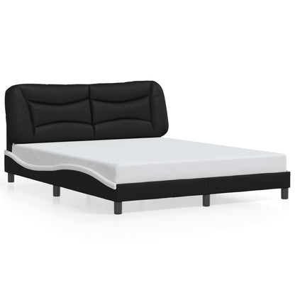 Bed Frame with LED without Mattress "Hvar" Black and White 160x200 cm