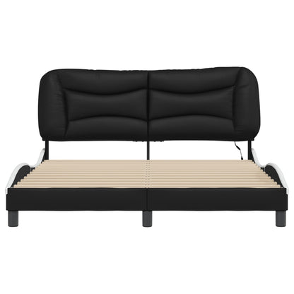 Bed Frame with LED without Mattress "Hvar" Black and White 160x200 cm