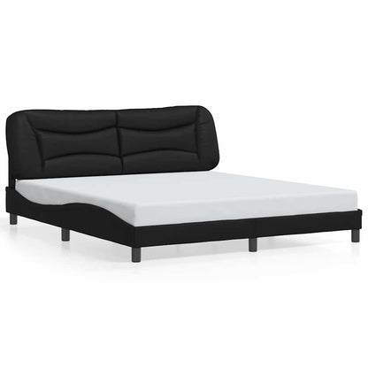 Bed Frame with LED without Mattress "Hvar" Black 180x200 cm