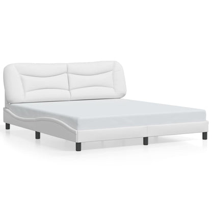 Bed Frame with LED without Mattress "Hvar" White 180x200 cm