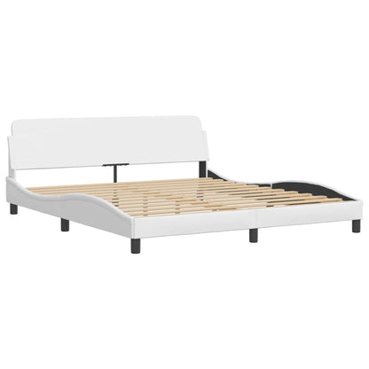 Bed Frame with LED without Mattress "Hvar" White 180x200 cm