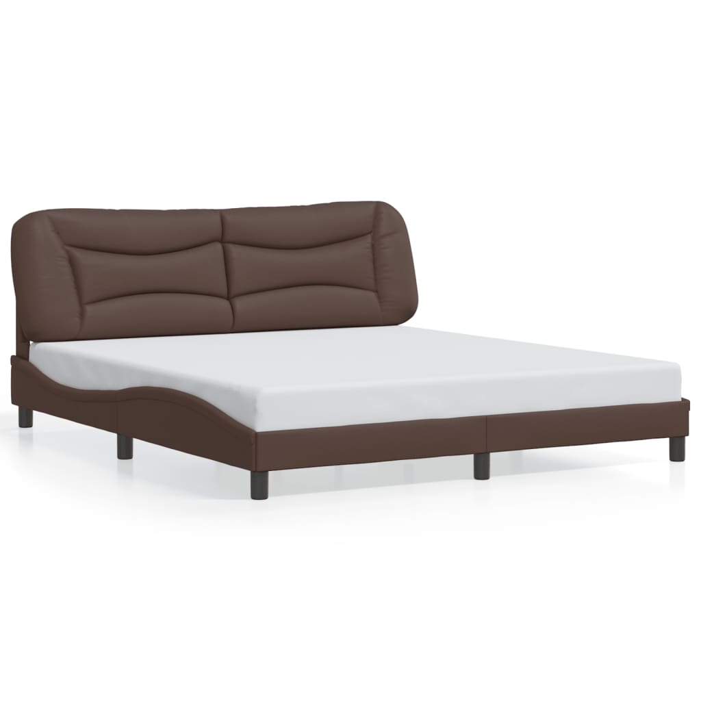 Bed Frame with LED without Mattress "Hvar" Brown 180x200 cm