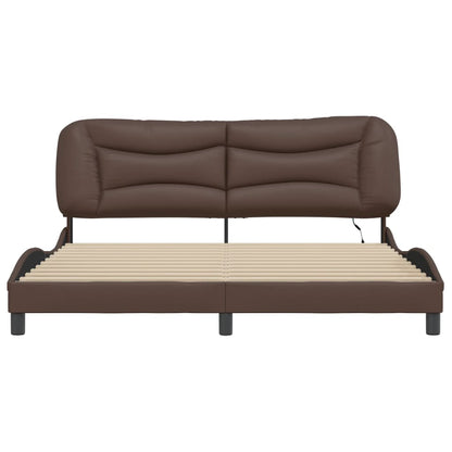Bed Frame with LED without Mattress "Hvar" Brown 180x200 cm