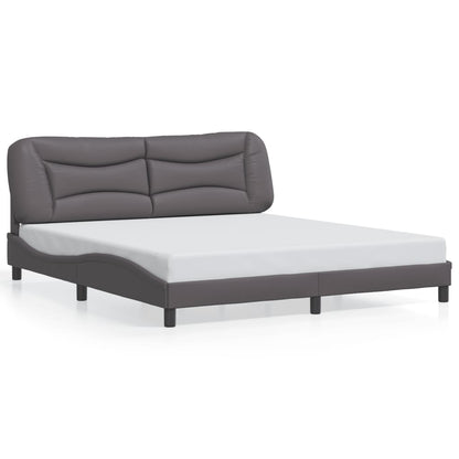 Bed Frame with LED without Mattress "Hvar" Grey 180x200 cm