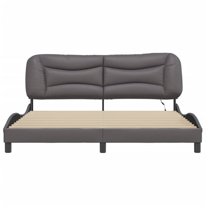 Bed Frame with LED without Mattress "Hvar" Grey 180x200 cm