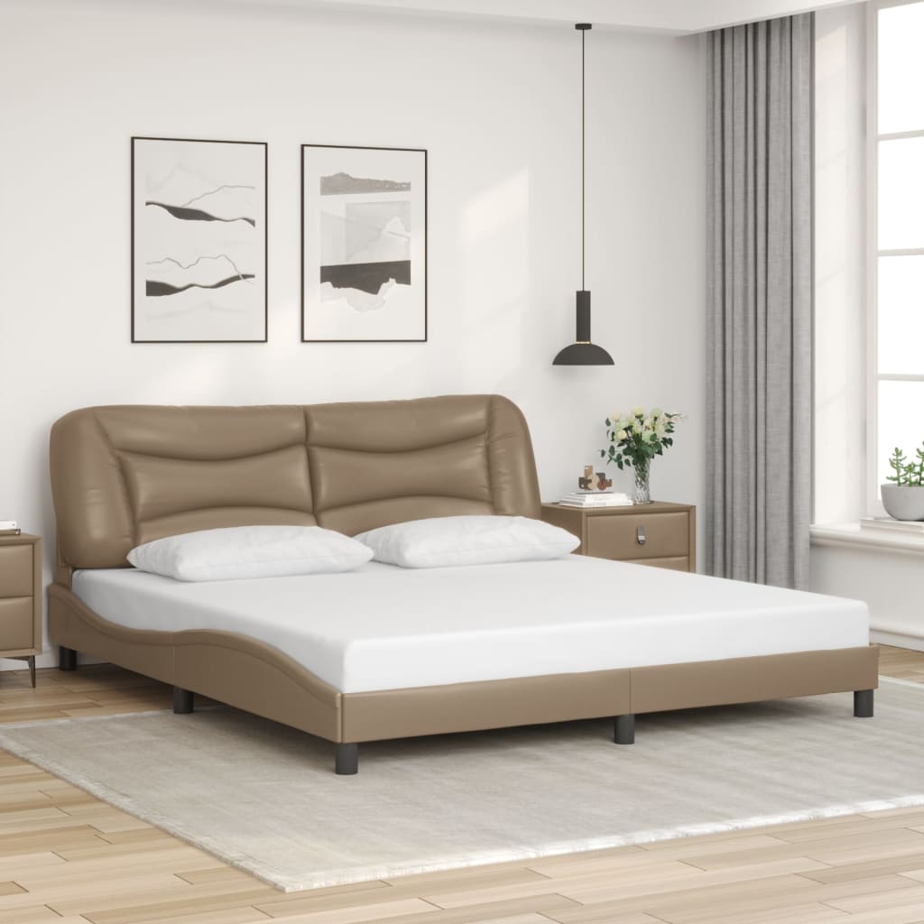 Bed Frame with LED without Mattress "Hvar" Cappuccino 180x200 cm