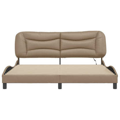 Bed Frame with LED without Mattress "Hvar" Cappuccino 180x200 cm