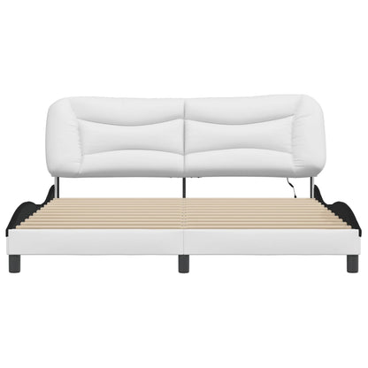 Bed Frame with LED without Mattress "Hvar" White and Black 180x200 cm