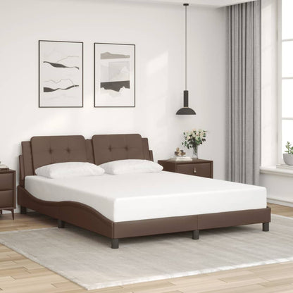 Bed Frame with LED without Mattress "Zadar" Brown 160x200 cm