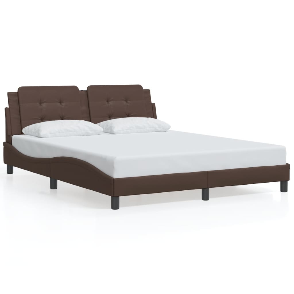 Bed Frame with LED without Mattress "Zadar" Brown 160x200 cm
