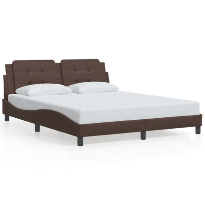 Bed Frame with LED without Mattress "Zadar" Brown 160x200 cm