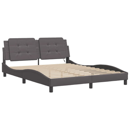 Bed Frame with LED without Mattress "Zadar" Grey 160x200 cm