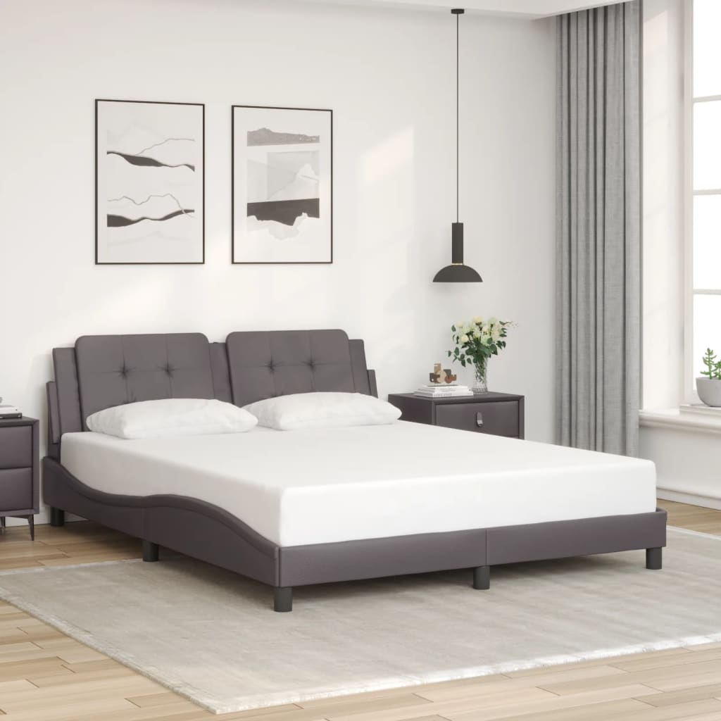 Bed Frame with LED without Mattress "Zadar" Grey 160x200 cm