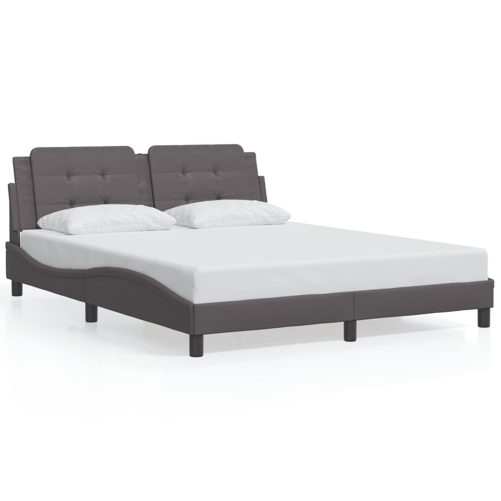 Bed Frame with LED without Mattress "Zadar" Grey 160x200 cm