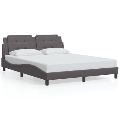 Bed Frame with LED without Mattress "Zadar" Grey 160x200 cm