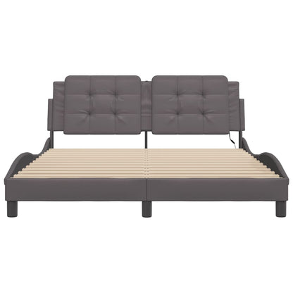 Bed Frame with LED without Mattress "Zadar" Grey 160x200 cm