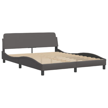 Bed Frame with LED without Mattress "Zadar" Grey 160x200 cm