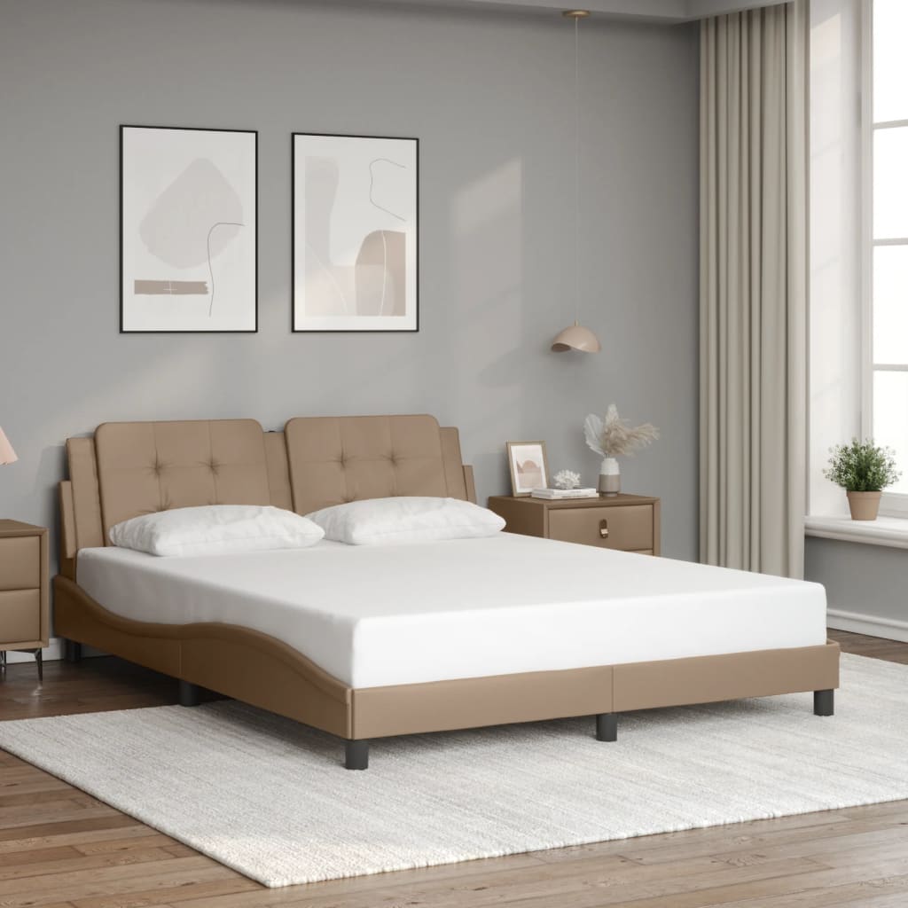 Bed Frame with LED without Mattress "Zadar" Cappuccino 160x200 cm