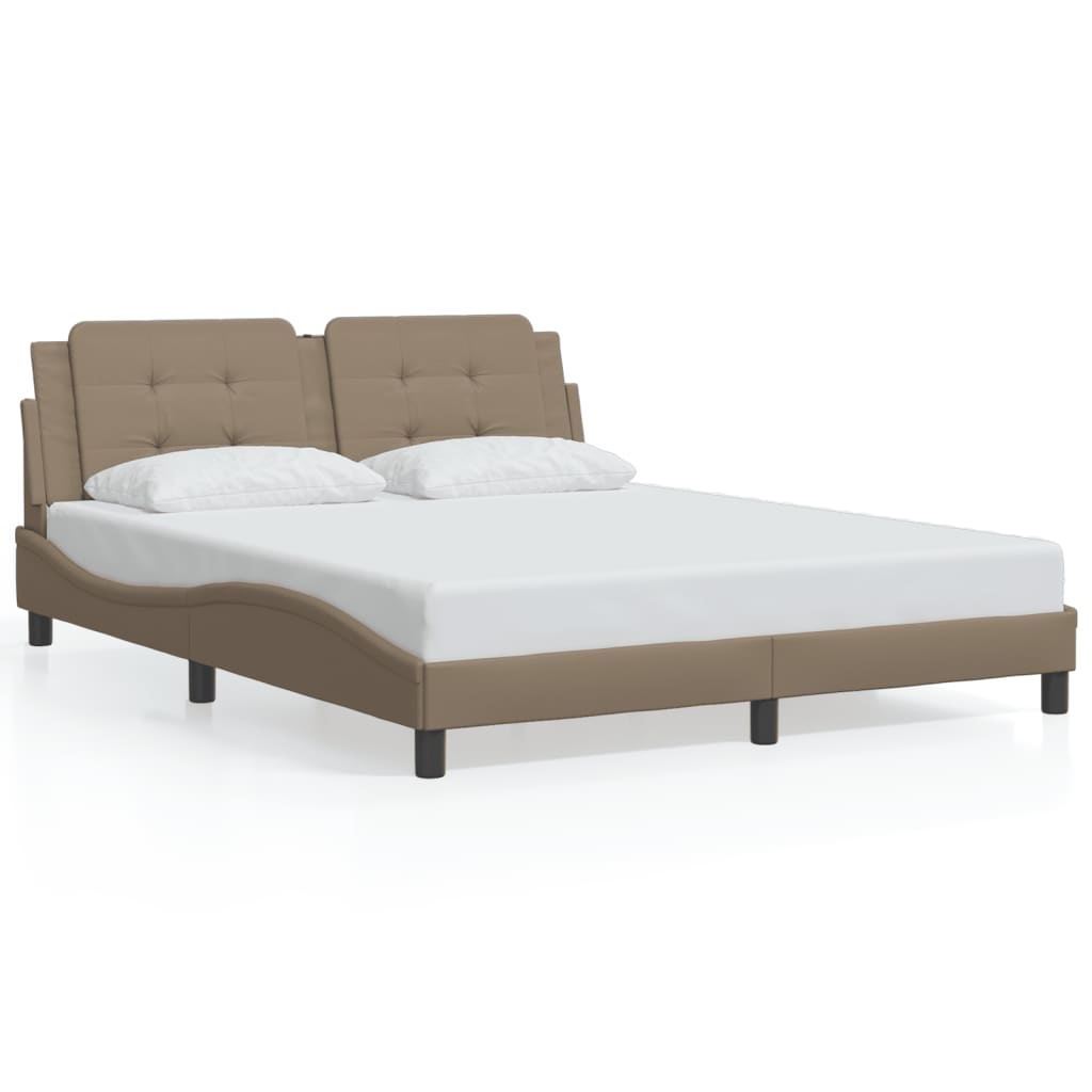 Bed Frame with LED without Mattress "Zadar" Cappuccino 160x200 cm