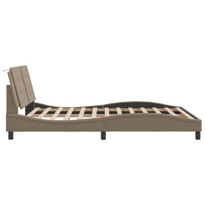 Bed Frame with LED without Mattress "Zadar" Cappuccino 160x200 cm