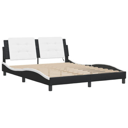 Bed Frame with LED without Mattress "Zadar" Black and White 160x200 cm