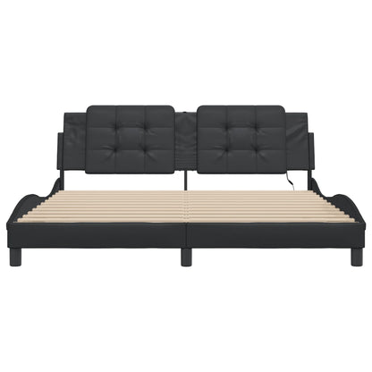 Bed Frame with LED without Mattress "Zadar" Black 180x200 cm
