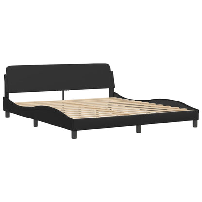 Bed Frame with LED without Mattress "Zadar" Black 180x200 cm