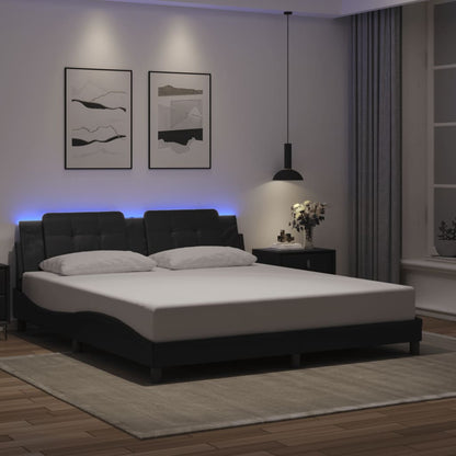Bed Frame with LED without Mattress "Zadar" Black 180x200 cm