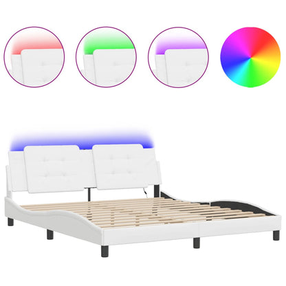 Bed Frame with LED without Mattress "Zadar" White 180x200 cm