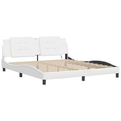 Bed Frame with LED without Mattress "Zadar" White 180x200 cm